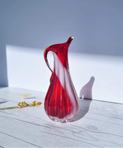 Kamei Glass Glass Kamei Glassworks, Handblown Sculpted Art Glass Vase in Red and White,1970s, Japanese