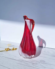 Kamei Glass Glass Kamei Glassworks, Handblown Sculpted Art Glass Vase in Red and White,1970s, Japanese