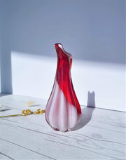 Kamei Glass Glass Kamei Glassworks, Handblown Sculpted Art Glass Vase in Red and White,1970s, Japanese