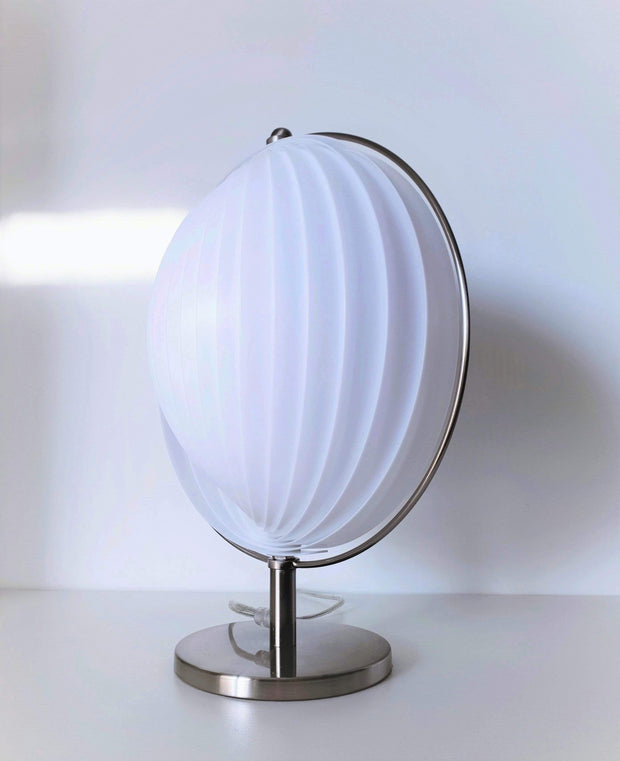 KARE Lighting 1980s KARE Modernist Space Age White Acrylic and Chrome Foldable Lampshade Moon Lamp