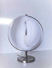 KARE Lighting 1980s KARE Modernist Space Age White Acrylic and Chrome Foldable Lampshade Moon Lamp