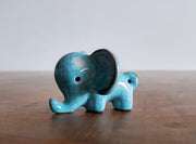 AnyesAttic Ceramic Karlsruher Majolika by Walter Bosse Blue Craquelure Baby Bear Cub, Elephant and Rabbit, 1950s - 70s