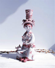 AnyesAttic Ceramic Kintsugi |1977 Bjorn Wiinblad, Lady with Songbirds, Red on White Ceramic Sculpture | Danish, Rare