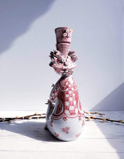 AnyesAttic Ceramic Kintsugi |1977 Bjorn Wiinblad, Lady with Songbirds, Red on White Ceramic Sculpture | Danish, Rare