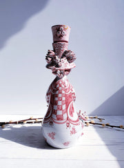 AnyesAttic Ceramic Kintsugi |1977 Bjorn Wiinblad, Lady with Songbirds, Red on White Ceramic Sculpture | Danish, Rare