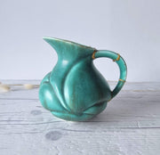 Anye's Attic Kintsugi Ceramic Kintsugi | Crown Devon Art Deco, Malachite Chalcedony Palette London Carved Pitcher Jug Vase, 1930s