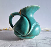 Anye's Attic Kintsugi Ceramic Kintsugi | Crown Devon Art Deco, Malachite Chalcedony Palette London Carved Pitcher Jug Vase, 1930s