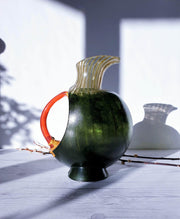 AnyesAttic Glass Kintsugi | Kjell Engman 'Corfu' series, Kosta Boda, Candied Forest Green and Coquelicot Orange Vase