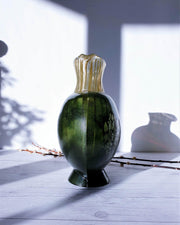 AnyesAttic Glass Kintsugi | Kjell Engman 'Corfu' series, Kosta Boda, Candied Forest Green and Coquelicot Orange Vase