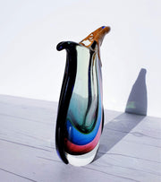 AnyesAttic Glass Kintsugi | Murano Triple Sommerso, Winged Beaker 'Pitcher' Vase 1970s - 80s