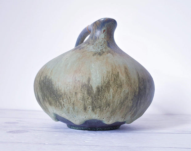 AnyesAttic Ceramic Kintsugi | Ruscha, Iconic '313' Sage Green Lava Glaze Pitcher Vase | West German, 60s – 70s