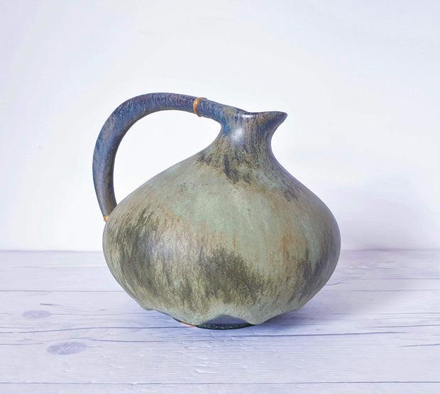 AnyesAttic Ceramic Kintsugi | Ruscha, Iconic '313' Sage Green Lava Glaze Pitcher Vase | West German, 60s – 70s