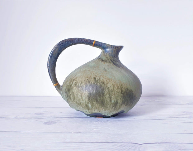 AnyesAttic Ceramic Kintsugi | Ruscha, Iconic '313' Sage Green Lava Glaze Pitcher Vase | West German, 60s – 70s