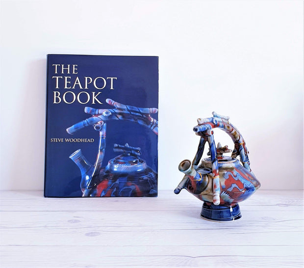 AnyesAttic Ceramic Kintsugi | Steve Woodhead Studio, Contemporary Sculptural 'Bamboo Handle' Teapot and Book | British