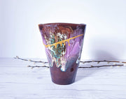 AnyesAttic Ceramic Kintsugi | Vallauris France, Cherry Chocolate and 'Fluorite' Palette Running Lava Vase | 1960-70s