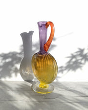 Kosta Boda Glass Glass Kjell Engman 1989 'Bon Bon' series, Kosta Boda, Amethyst and Lemon Pitcher Vase, Sweden, Signed