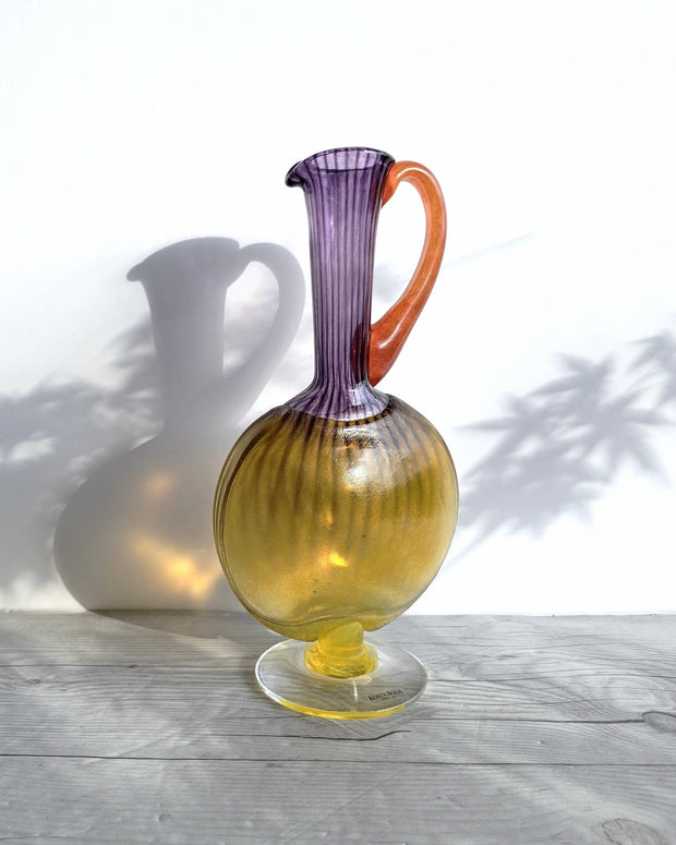 Kosta Boda Glass Glass Kjell Engman 1989 'Bon Bon' series, Kosta Boda, Amethyst and Lemon Pitcher Vase, Sweden, Signed