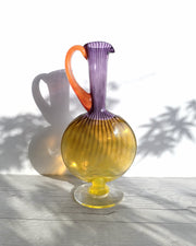 Kosta Boda Glass Glass Kjell Engman 1989 'Bon Bon' series, Kosta Boda, Amethyst and Lemon Pitcher Vase, Sweden, Signed