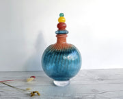 Kosta Boda Glass Glass Kjell Engman 1989 'Bon Bon' series, Kosta Boda, Sapphire and Coquelicot Decanter, Sweden, Signed