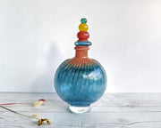 Kosta Boda Glass Glass Kjell Engman 1989 'Bon Bon' series, Kosta Boda, Sapphire and Coquelicot Decanter, Sweden, Signed