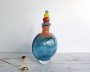 Kosta Boda Glass Glass Kjell Engman 1989 'Bon Bon' series, Kosta Boda, Sapphire and Coquelicot Decanter, Sweden, Signed