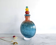 Kosta Boda Glass Glass Kjell Engman 1989 'Bon Bon' series, Kosta Boda, Sapphire and Coquelicot Decanter, Sweden, Signed