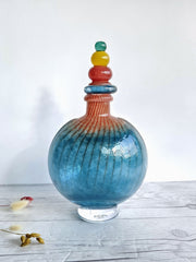 Kosta Boda Glass Glass Kjell Engman 1989 'Bon Bon' series, Kosta Boda, Sapphire and Coquelicot Decanter, Sweden, Signed