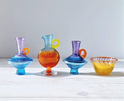 AnyesAttic Glass Kjell Engman 'Bon Bon' series, Kosta Boda Candied Coquelicot Orange Pitcher & Pineapple Yellow Bowl