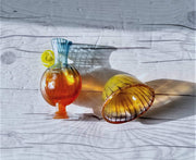 AnyesAttic Glass Kjell Engman 'Bon Bon' series, Kosta Boda Candied Coquelicot Orange Pitcher & Pineapple Yellow Bowl