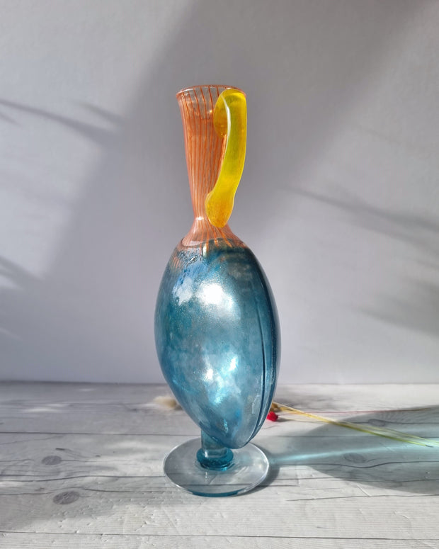 Kosta Boda Glass Glass Kjell Engman 'Bon Bon' series, Kosta Boda, Candied Sapphire and Coquelicot Vase, Sweden, Signed