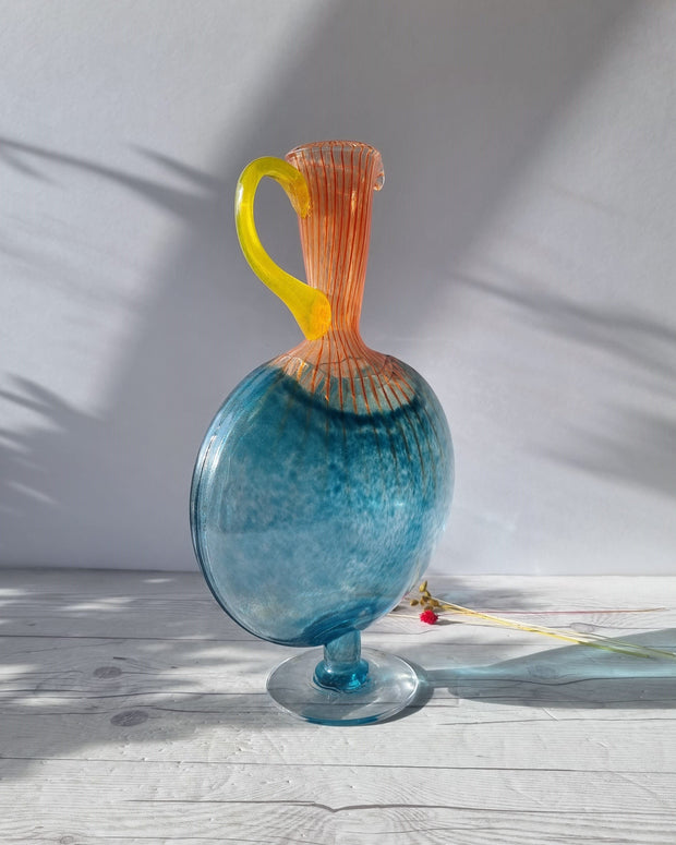 Kosta Boda Glass Glass Kjell Engman 'Bon Bon' series, Kosta Boda, Candied Sapphire and Coquelicot Vase, Sweden, Signed