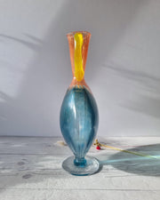 Kosta Boda Glass Glass Kjell Engman 'Bon Bon' series, Kosta Boda, Candied Sapphire and Coquelicot Vase, Sweden, Signed