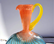 AnyesAttic Glass Kjell Engman 'Bon Bon' series, Kosta Boda, Candied Sapphire Blue and Coquelicot Orange Pitcher