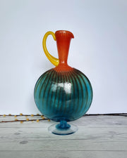 Kosta Boda Glass Glass Kjell Engman 'Bon Bon' series, Kosta Boda, Candied Sapphire Blue and Coquelicot Orange Pitcher