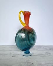 Kosta Boda Glass Glass Kjell Engman 'Bon Bon' series, Kosta Boda, Candied Sapphire Blue and Coquelicot Orange Pitcher