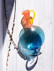 AnyesAttic Glass Kjell Engman 'Bon Bon' series, Kosta Boda, Candied Sapphire Blue and Coquelicot Orange Pitcher