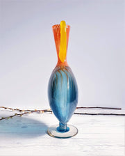 AnyesAttic Glass Kjell Engman 'Bon Bon' series, Kosta Boda, Candied Sapphire Blue and Coquelicot Orange Pitcher