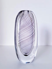 Kosta Boda Glass Glass 1950s Swedish, Vicke Lindstrand for Kosta, Scandinavian Modern Black, Purple, Cased Glass Vase