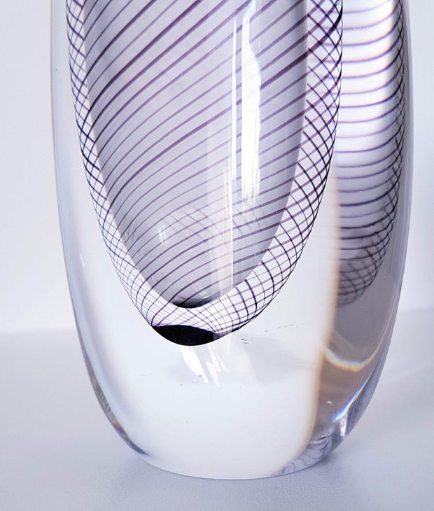 Kosta Boda Glass Glass 1950s Swedish, Vicke Lindstrand for Kosta, Scandinavian Modern Black, Purple, Cased Glass Vase