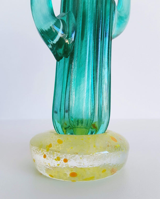 Kosta Boda Glass Glass 1990s Swedish, Gunnel Sahlin for Kosta Boda, Texas Series Cactus Art Glass Sculpture