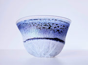 Kosta Boda Glass Glass Bertil Vallien for (Kosta) Boda Studio Iridescent Blue and White Art Glass Bowl | 1960s-70s
