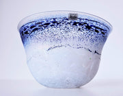 Kosta Boda Glass Glass Bertil Vallien for (Kosta) Boda Studio Iridescent Blue and White Art Glass Bowl | 1960s-70s