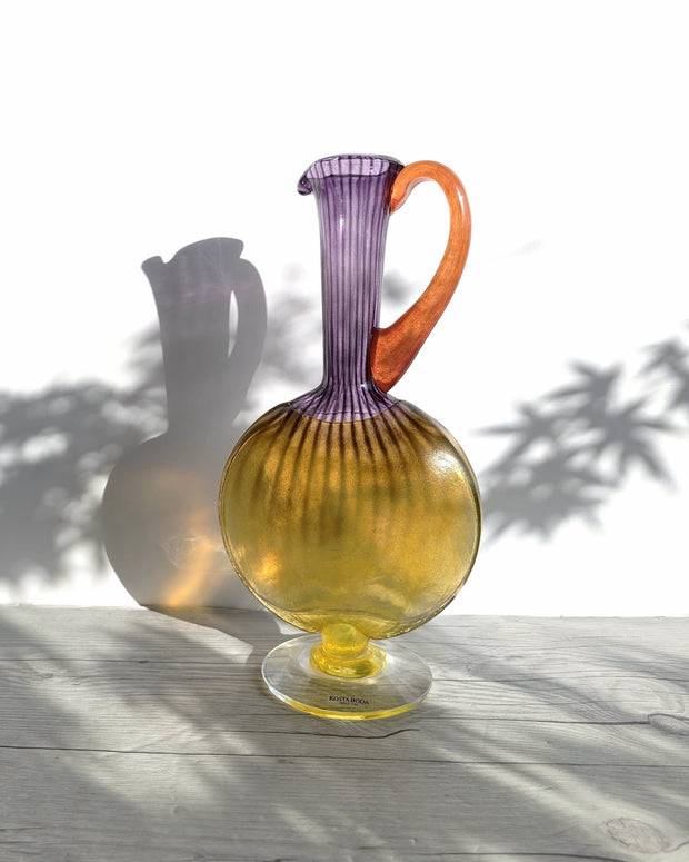 Kosta Boda Glass Glass Kjell Engman 1989 'Bon Bon' series, Kosta Boda, Amethyst and Lemon Pitcher Vase, Sweden, Signed
