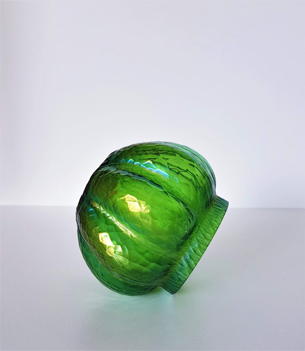 Kralik Glass Glass Antique / Vintage 1910s-30s Kralik Art Nouveau Iridescent Emerald Green Martelé Decor Art Glass Vase