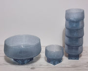 Kristal Glass Kristal Melting Ice Series, Neodymium Alexandrite Jorum and 6 Tumbler Dish Set, 1960s-70s, Italy