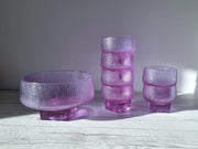 Kristal Glass Kristal Melting Ice Series, Neodymium Alexandrite Jorum and 6 Tumbler Dish Set, 1960s-70s, Italy