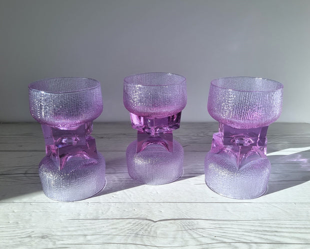 Kristal Glass Kristal Melting Ice Series, Neodymium Alexandrite Jorum and 6 Tumbler Dish Set, 1960s-70s, Italy