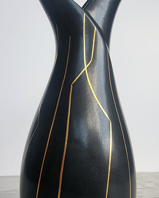 Gefle Keramik Ceramic Lillemor Mannerheim for Gefle Keramik, Dixie, Mangania Series Sculptural Flask Vase, 1957