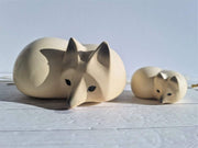 Lisa Larson Ceramic Lisa Larson for Gustavsberg, Duo of Modernist 'Rav' Arctic Foxes, 'Skansen' (Nordic Zoo) series, 1970s