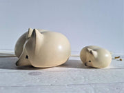 Lisa Larson Ceramic Lisa Larson for Gustavsberg, Duo of Modernist 'Rav' Arctic Foxes, Nordic Zoo 1990s series, Swedish